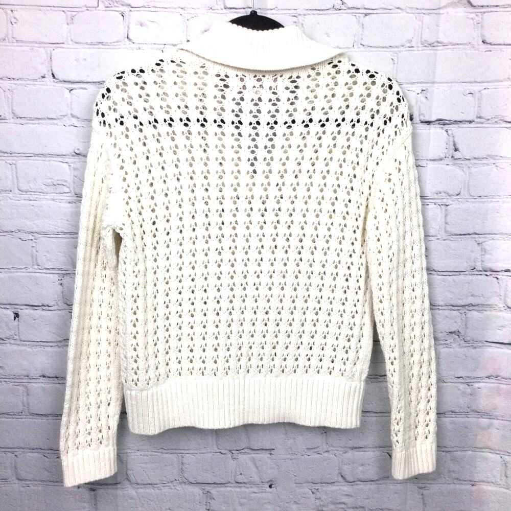 Loft Petites Cottagecore Open Knit Split Neck Cream Pullover Sweater Size XXS - Picture 7 of 13